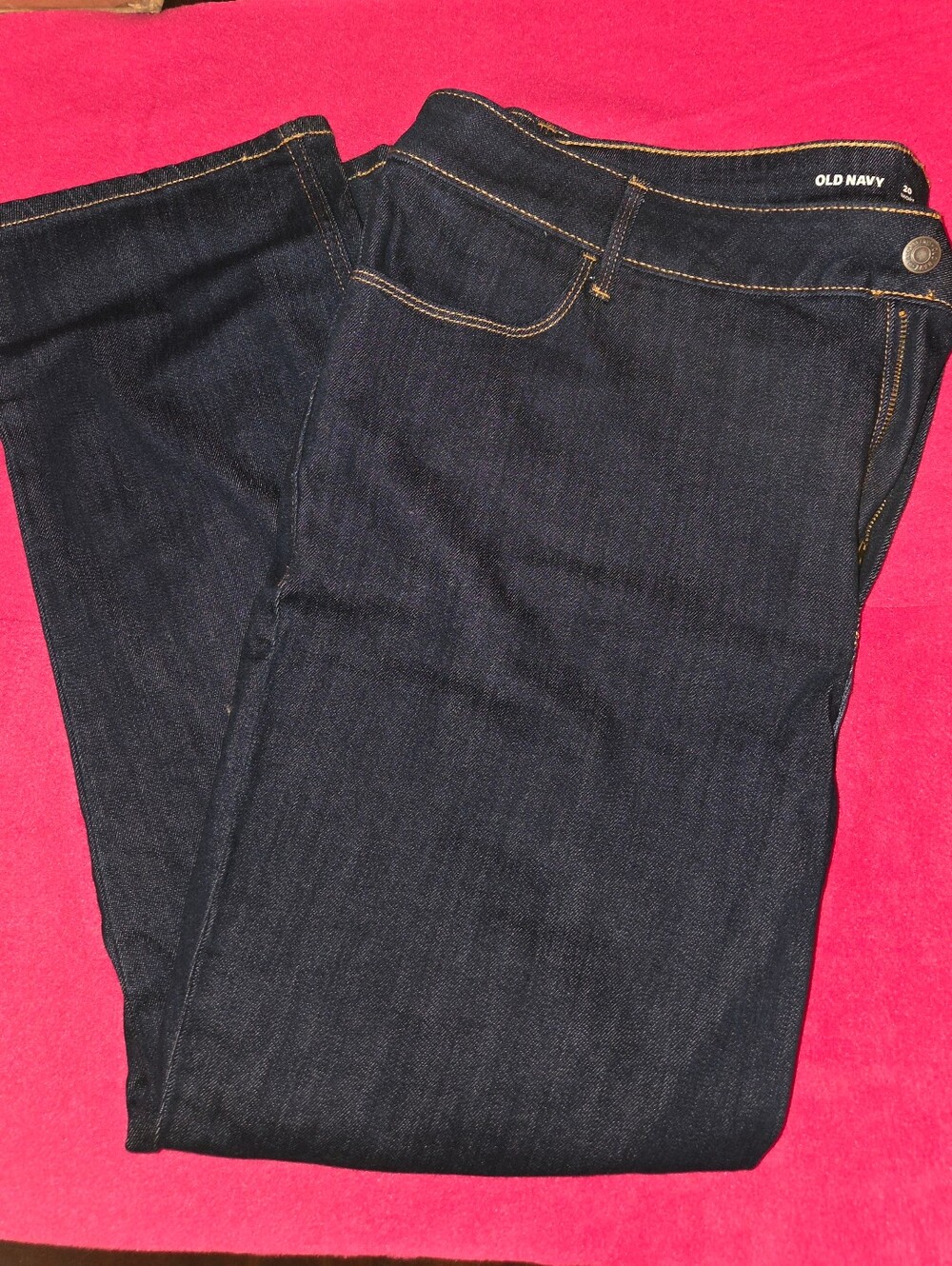Old Navy Women's Dark Indigo Jeans, high Rise Straight, 20 Short